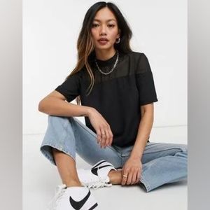ASOS Sheer Neck Short Sleeve Top